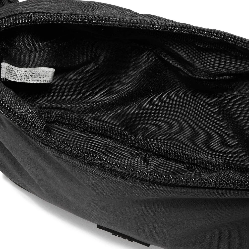 PINK VICTORIA'S SECRET Black Adjustable Belt Bag Zip Top Buckle Closure 4 Travel - Picture 3 of 5